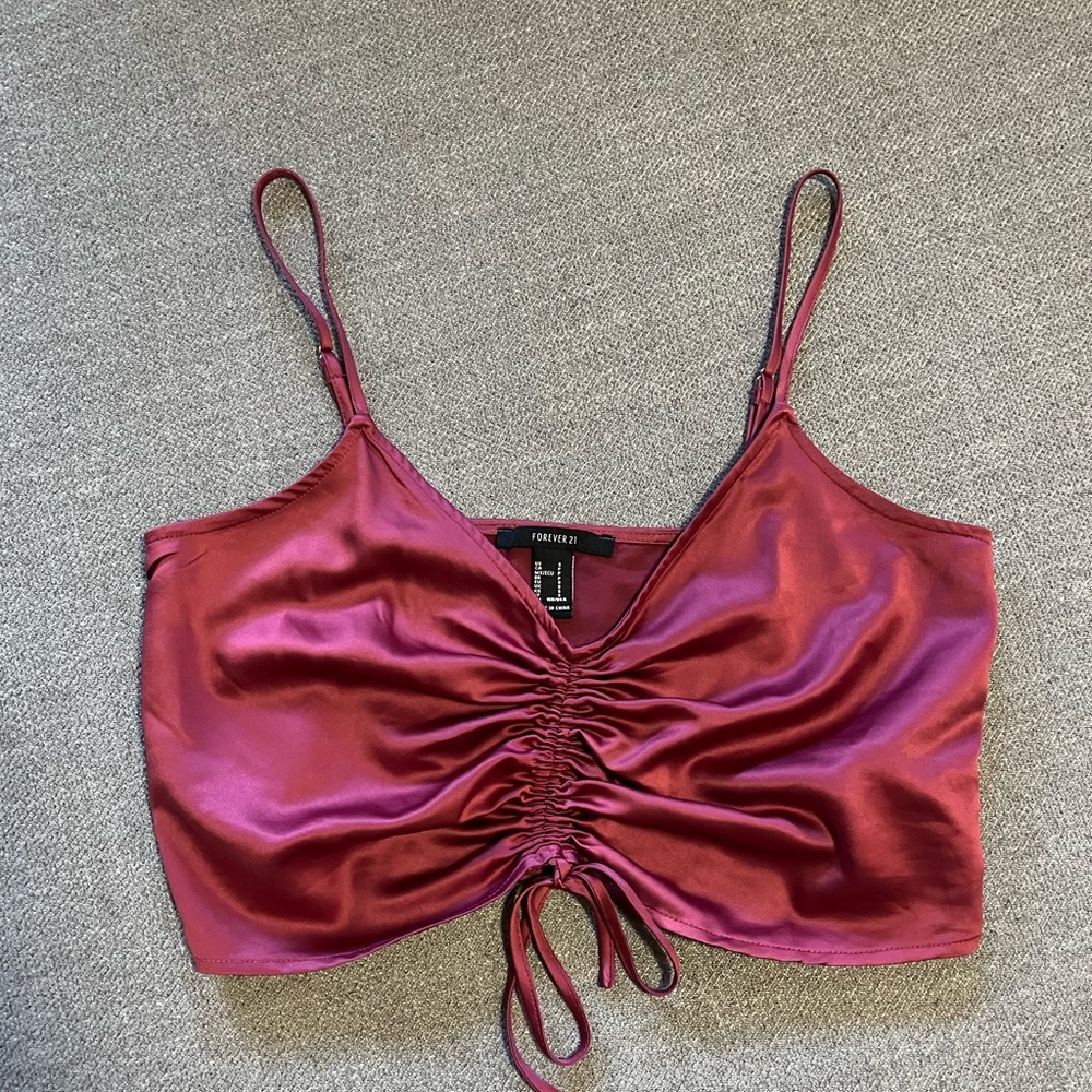Forever21 hot pink silky crop top